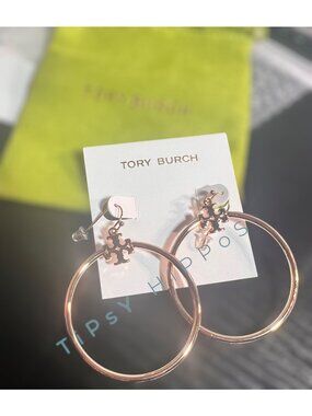 NEW!!  TORY BURCH ROSE GOLD HOOP EARRINGS